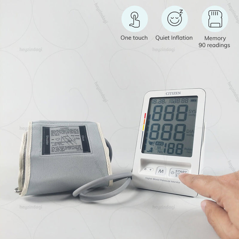 Digital Blood Pressure Monitor with Arm Cuff Holder (90 Recordings)