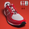 Elastic Shoe Laces in Red to convert sports or formal shoes with laces to slip-on style. Require one-time installation. Pull to adjust fit.