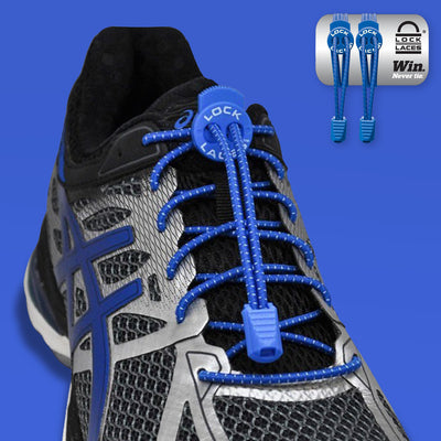 No Tie Shoelaces in Royal Blue to convert sports or formal shoes with laces to slip-on style. Require one-time installation. Pull to adjust fit.
