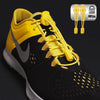 Elastic Shoe Laces in yellow to convert sports or formal shoes with laces to slip-on style. Require one-time installation. Pull to adjust fit.