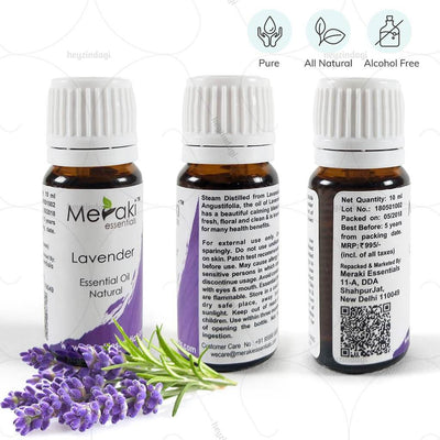 100% Pure & alcohol free Lavender Oil (MERKEO10) by meraki essentials | EMI option available at heyzindagi.com