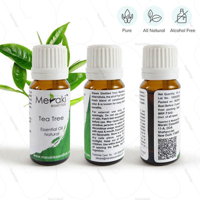 100 %pure, natural & alcohol free tea tree oil by Meraki essentials | buy online at www.heyzindagi.com