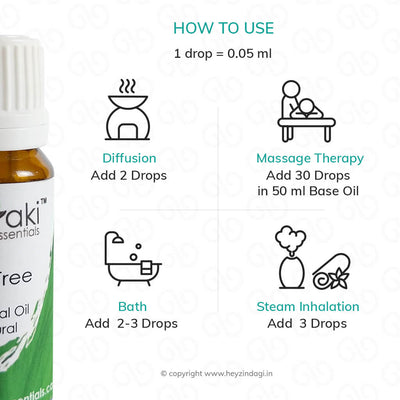Tea tree oil for skin for relief from sun burn by Meraki essentials | heyzindagi.com- a health & wellness site for senior citizen