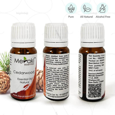 100% Pure, alcohol free cedarwood oil (MERKEO16) by meraki essentials | heyzindagi.com- on online shop for senior citizens