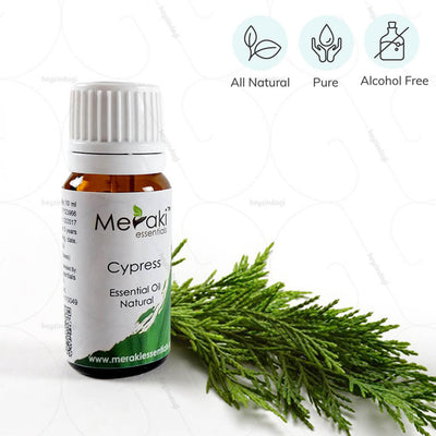 100% Natural, Pure & Alcohol free Cypress Essential Oil to improve blood circulation by Meraki Essentials |at heyzindagi.com