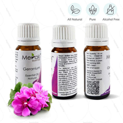 100 % Natural, Pure & Alcohol free geranium essential oil to help control the urge to urinate by Meraki - Buy online at www.hezindagi.com