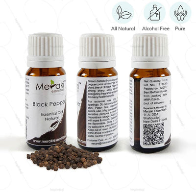 100 % natural black pepper essential oil by Meraki essentials. Pure & free from alcohol | explore at heyzindagi.com
