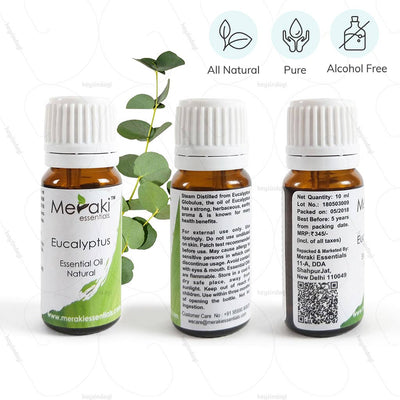 100% Natural, Pure & Alcohol free Eucalyptus Oil to clear nasal passage by Meraki Essentials | Order from heyzindagi.com