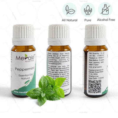 100 % Natural, Pure and Alcohol free Peppermint Oil to avail relief from Cold and Allergy by Meraki Essentials |  Shop at Hey Zindagi