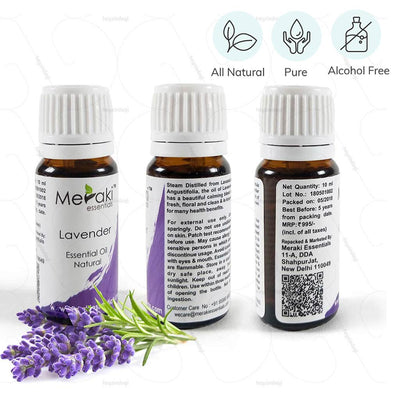 100 % Natural, Pure & Alcohol free Lavender Oil to help unclog blood vessels & reduce anxiety by Meraki Essentials | Shop at Hey Zindagi