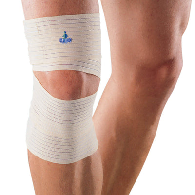 Oppo Medical elastic Knee Wrap ideal for weak knee joints and sprains or injuries. Designed with easy to use velcro fasteners, worn in a spiral pattern.
