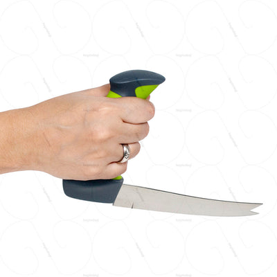 PETA Easi-Grip All Purpose Knife (PETAGK01) can be used for single handed activity also. It's grip works for both hands equally well.