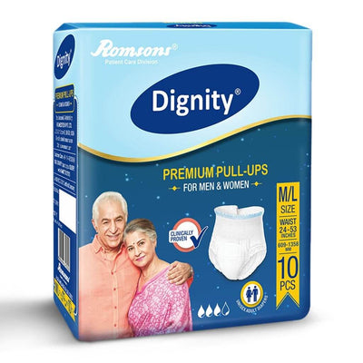 Dignity Pull up Diapers for old age individuals by Romsons India. M/L/XL variants | Order online at Heyzindagi.in