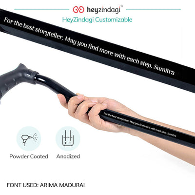 Aluminium walking stick (L136UCZ) by Tynor India Powder Coated & Anodized for enhanced durability | heyzindagi.com- an online shop for senior citizens