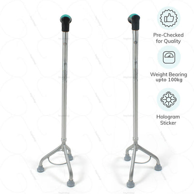 Tripod walking stick L32UDZ with weight bearing capacity of up-to 110 kgs. Pre-checked for quality by Tynor India | Heyzindagi.com- EMI option available