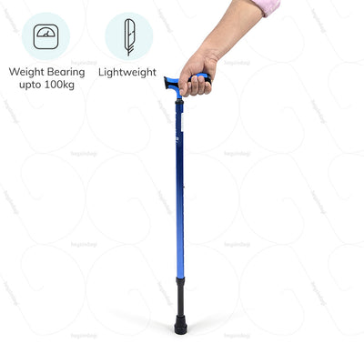 Lightweight aluminium walking stick (2911) by Vissco India. Capable of bearing weight up-to 100 kgs | shop at heyzindagi.com