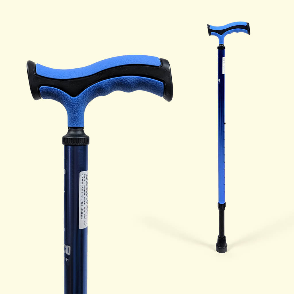 Avanti Plus T-Shape Walking Stick (Aluminium, Black/Blue)